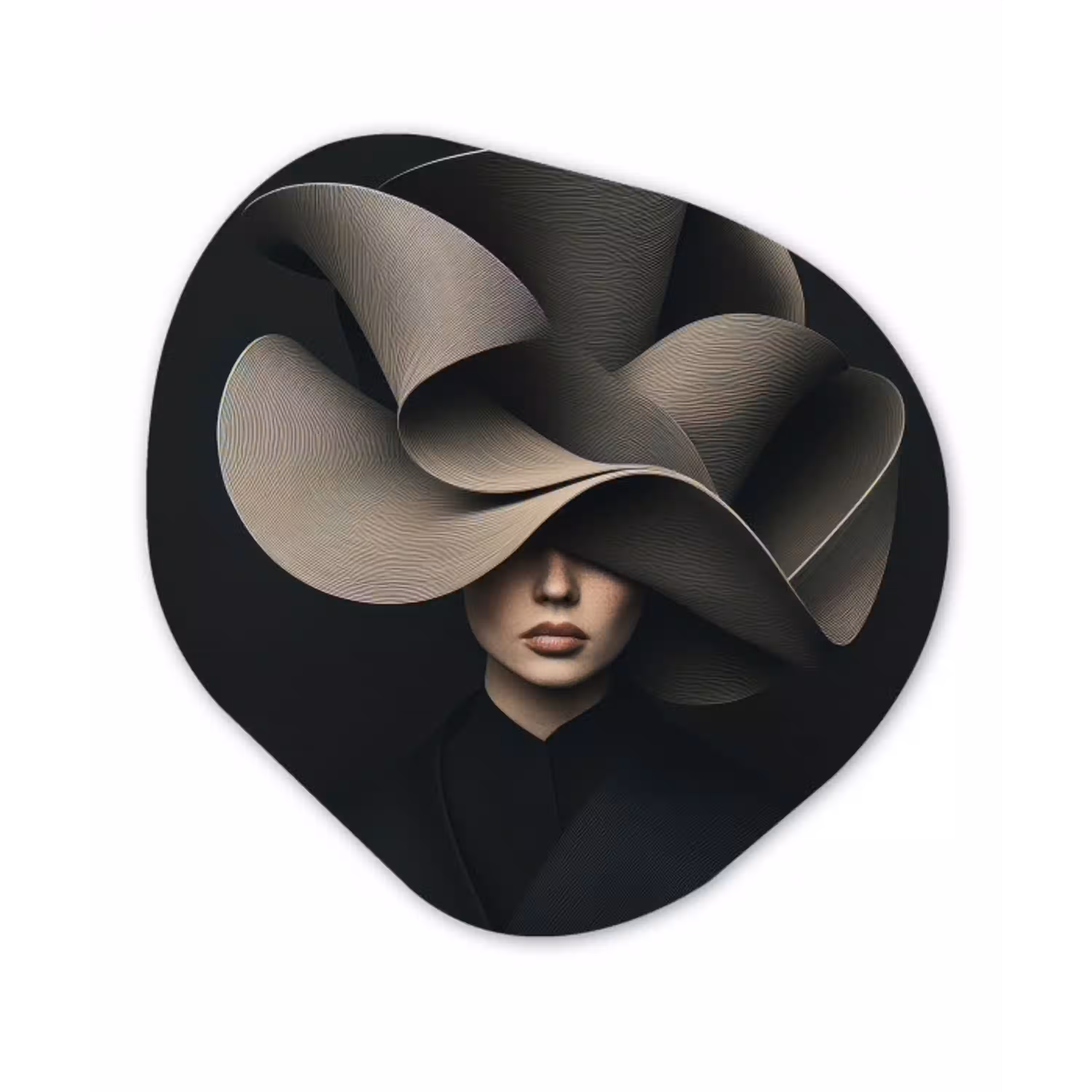 Zwarte - Hoed - Vrouw Wandcirkel Organisch Plexiglas middel -3d