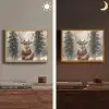 Winter - Bos - Rendier - Donker Light Box met batterij (Wandlamp) middel -sfeer3