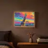 Giraffe - Savanna - Lucht - Gekleurd Light Box met batterij (Wandlamp) middel -sfeer4