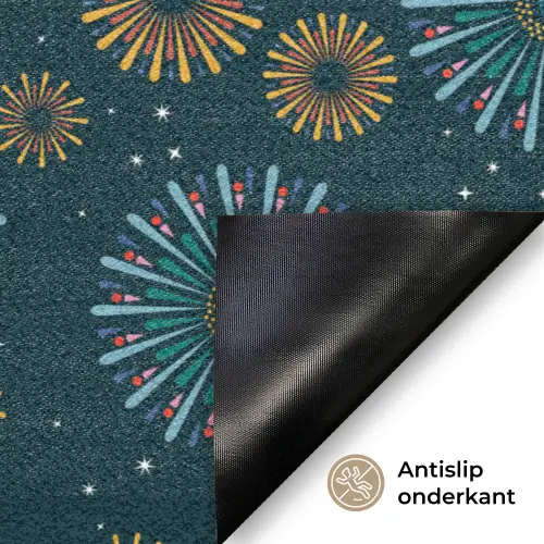 Blauw - Patroon - Retro Deurmat klein 898 -antislip_NL