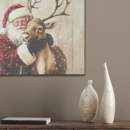 Kerstman - Rendier - Sneeuw - Kleurrijk PET vilt klein -sfeer6_closeup
