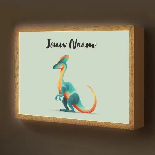 Dino - Cartoon - Oranje - Poten Light Box met batterij (Wandlamp kind) middel -z3d_website