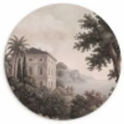 Zee - Villa - Beige Wandcirkel kunststof plaat 5mm dik klein -3d