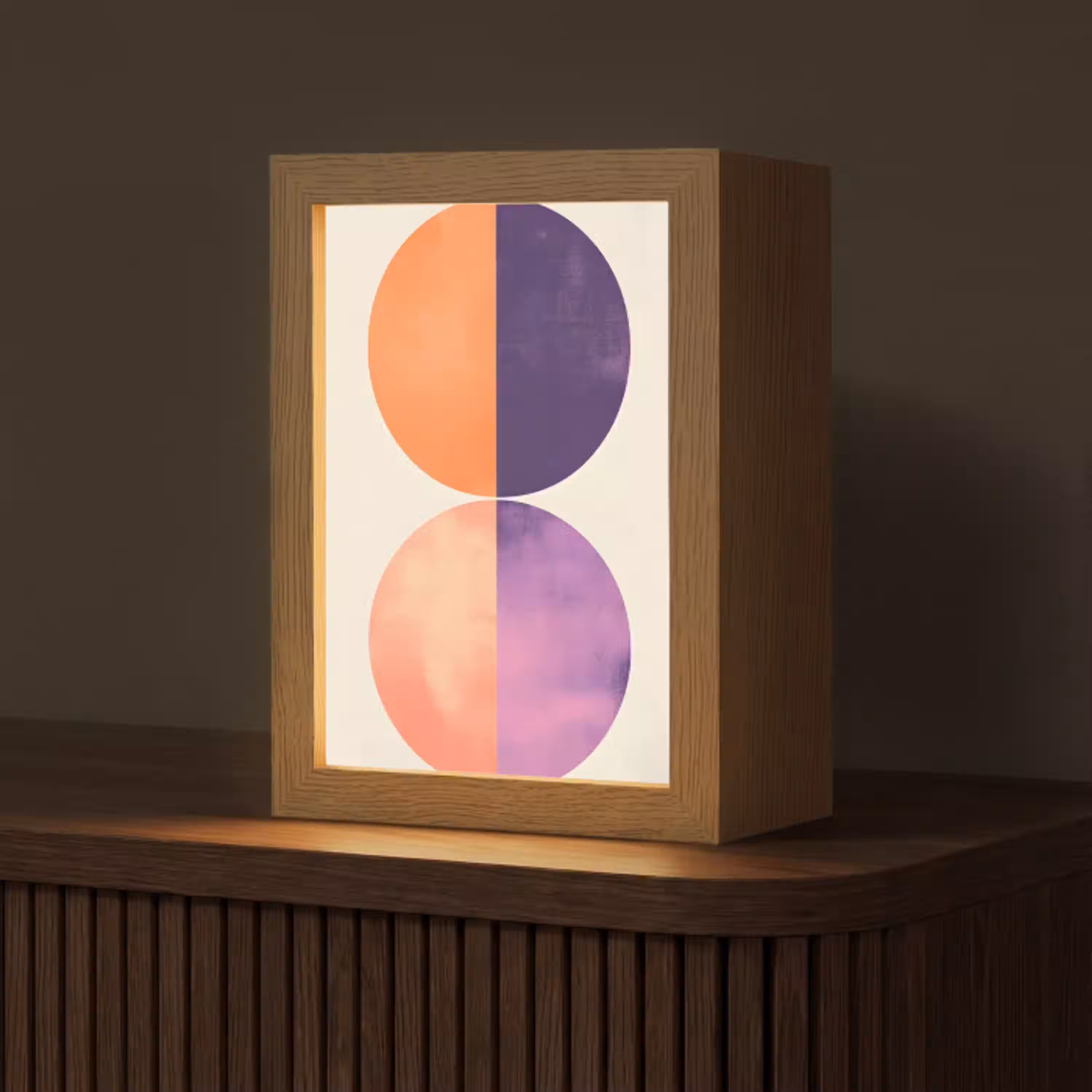 Abstract - Cirkels - Paars Light Box met kabel (Tafellamp) klein -z3d_website