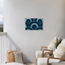 Bogen - Geometrisch - Patroon - Blauw - Retro Tuinposter op houten frame 2 cm dik klein 845 -sfeer1