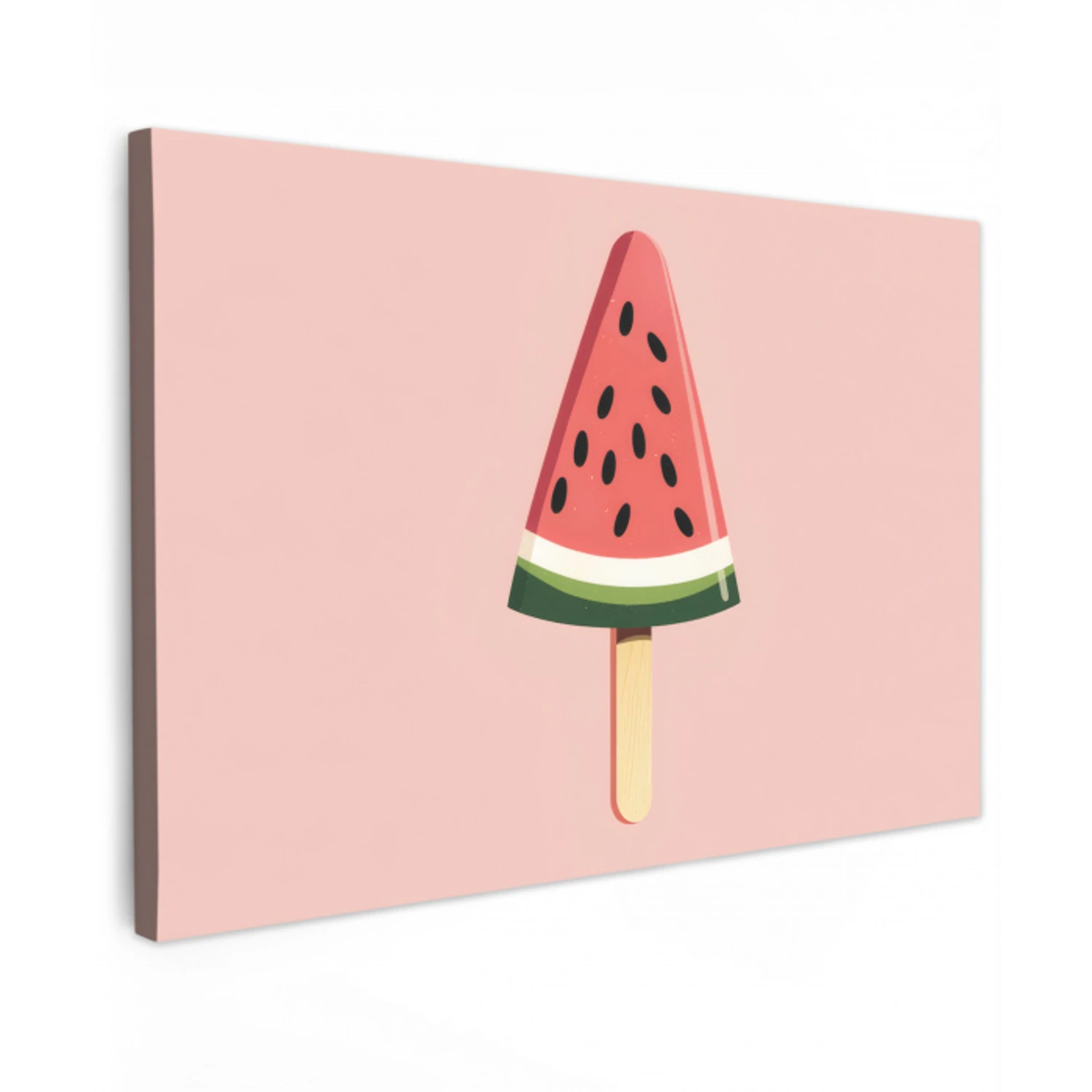 Watermeloen - Ijsje - Pitjes - Rood Tuinposter op houten frame 2 cm dik klein -3d