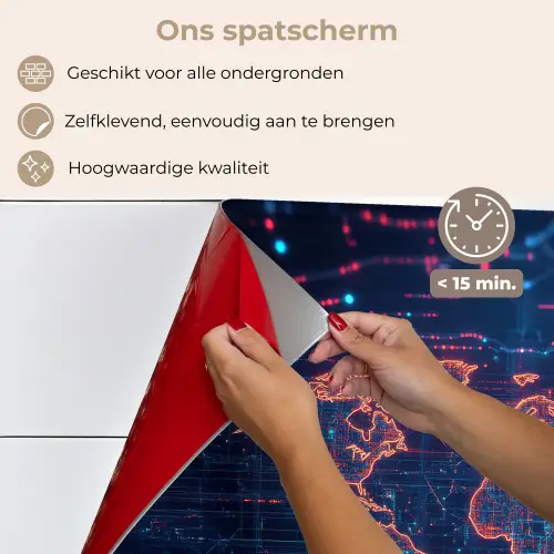 Wereldkaart - Futuristisch - Oranje keuken achterwand spatscherm klein -spatscherm_NL