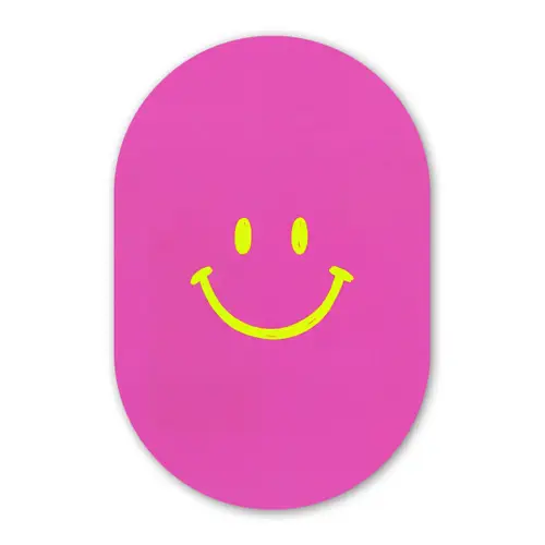 Smiley - Vrolijk - Roze Wandcirkel Ovaal Forex klein -3d