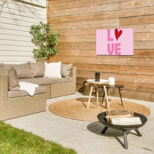 Love - Roze - Hart - Valentijn Tuinposter op houten frame 2 cm dik klein -sfeer2