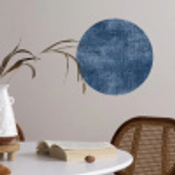 Linnen - Textuur - Patroon - Denim - Rustiek Wandcirkel behangsticker klein 186 -sfeer3