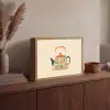 Oranje - Theepot - Bloemen - Bladeren Light Box met batterij (Wandlamp) middel -sfeer2