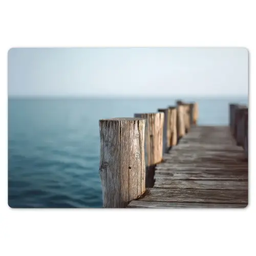Houten steiger - Helderblauwe lucht Placemat vinyl groot -zzsfeer1_Kitchenyeah-website