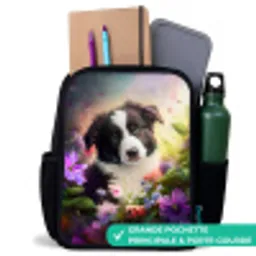 Hond met blauwe ogen in een veld Rugzak - Zwart middel -inhoud_FR