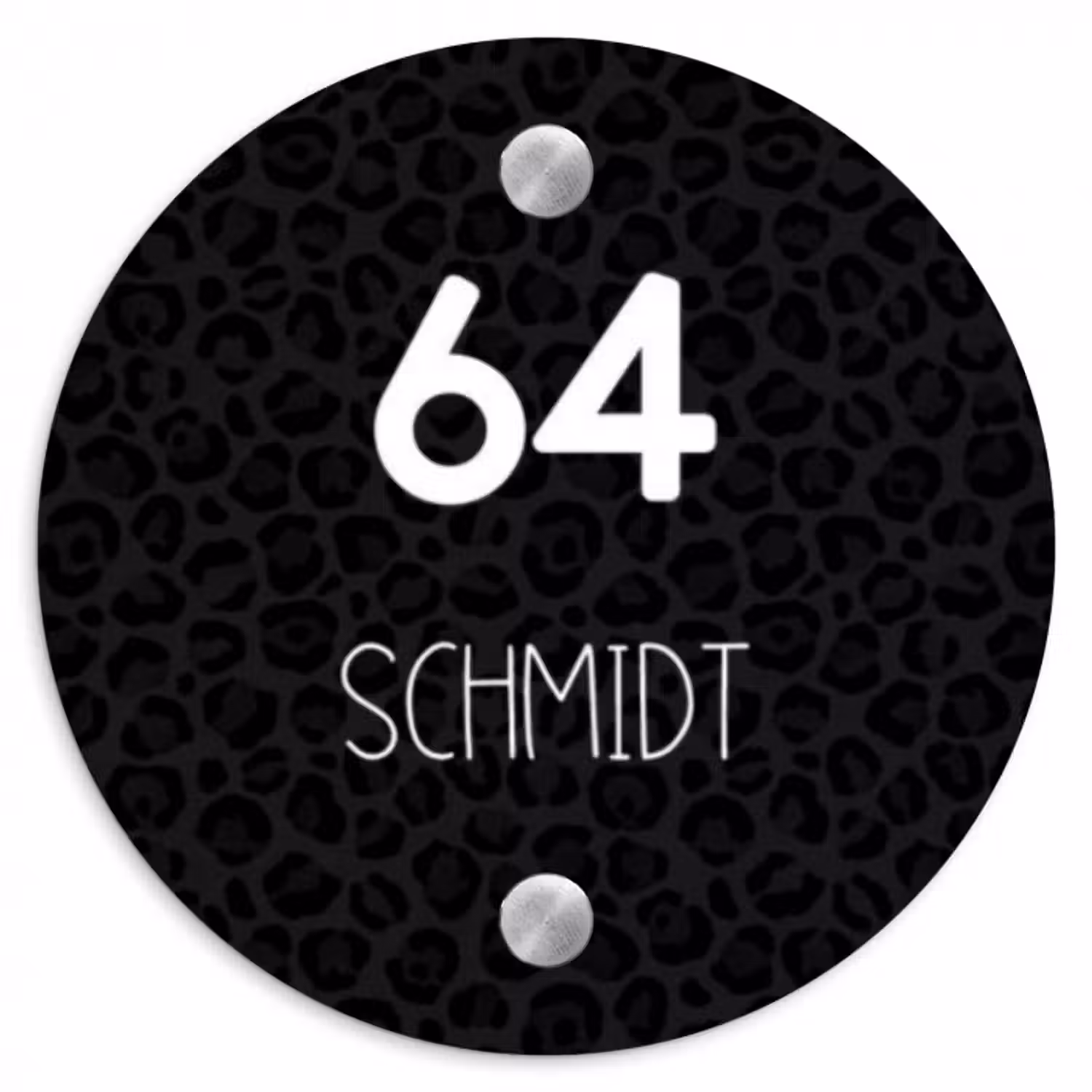 Namensschild Haustür Rund – Schwarzer Panther Druck - Modern