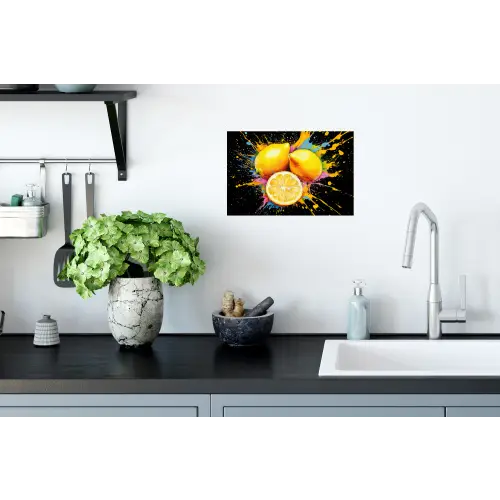 Citroen - Graffiti - Kleurrijk - Verf - Modern Muursticker klein -keuken