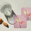 Bloemen - Anthuriums - Geel - Roze onderzetter kurk middel -sfeer4