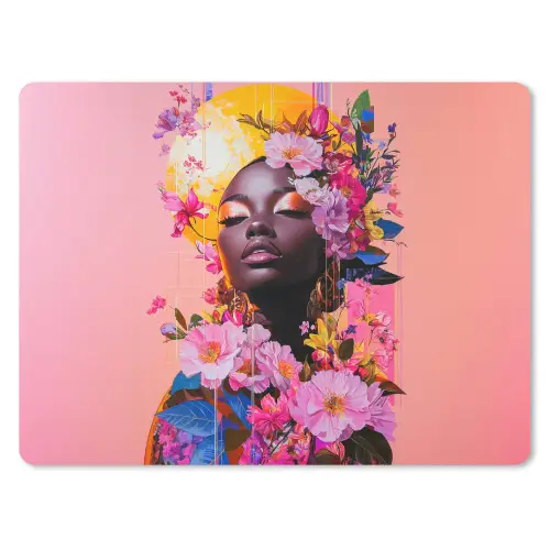 Kleurrijk - Bloemen - Vrouw - Zon muismat rubber klein -3d