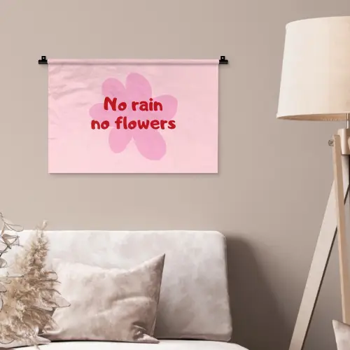 No rain no flowers - Bloem - Roze Wandkleed katoen klein -sfeer4