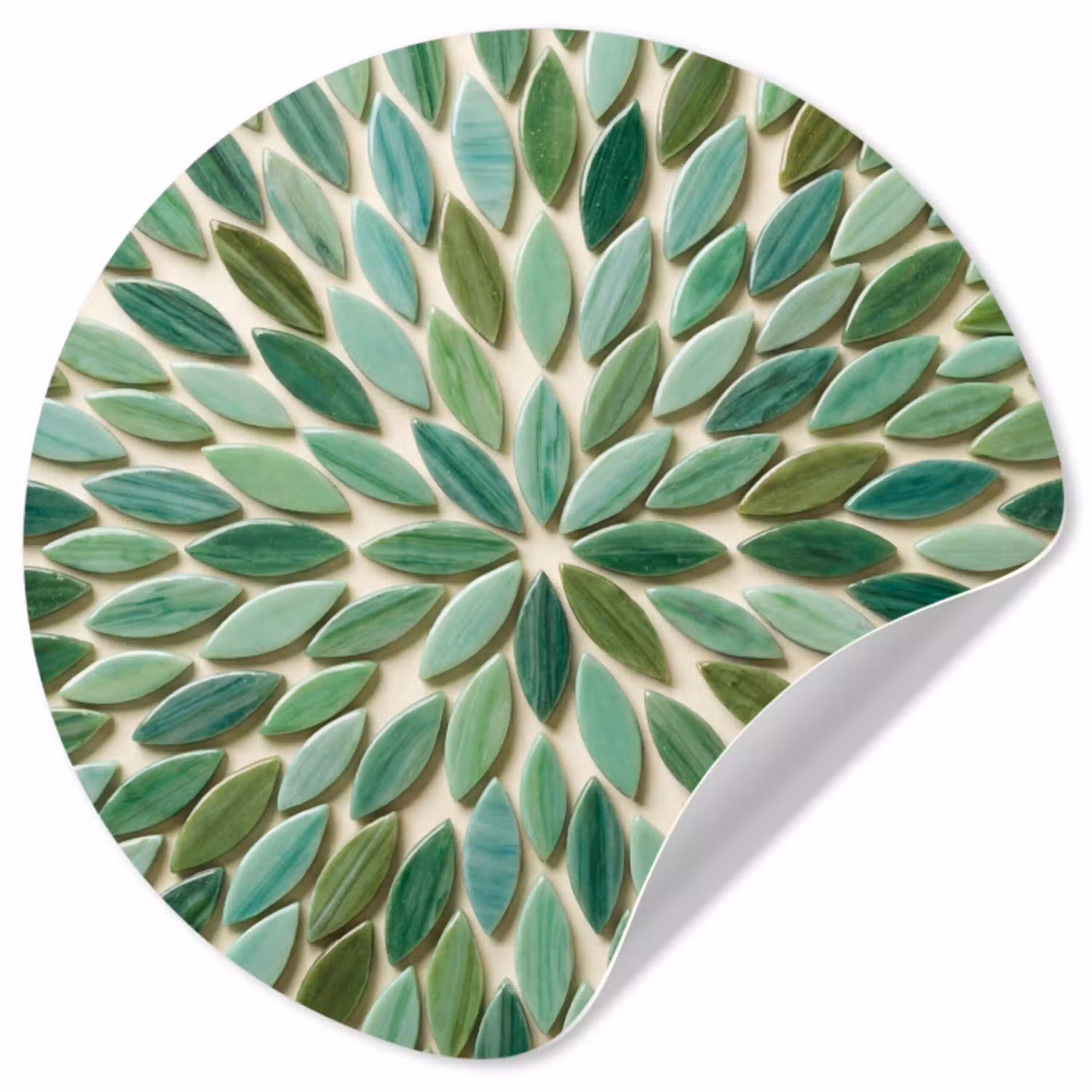 Patroon - Blad - Groen - Abstract Wandcirkel behangsticker klein -3d