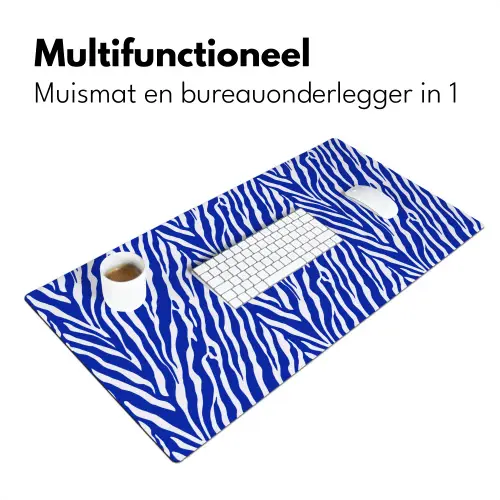 Zebra - Patroon - Kobalt - Blauw Muismat XXL klein 681 -sfeer4