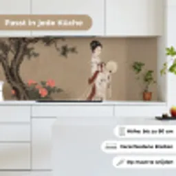 Vrouw - Azië - Kunst - Beige keuken achterwand 2 middel -sfeer4_DE