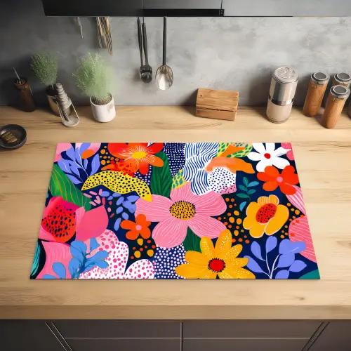 Kleurrijk - Bloemen - Abstract - Stippen Inductie beschermer vinyl 3mm klein -sfeer5