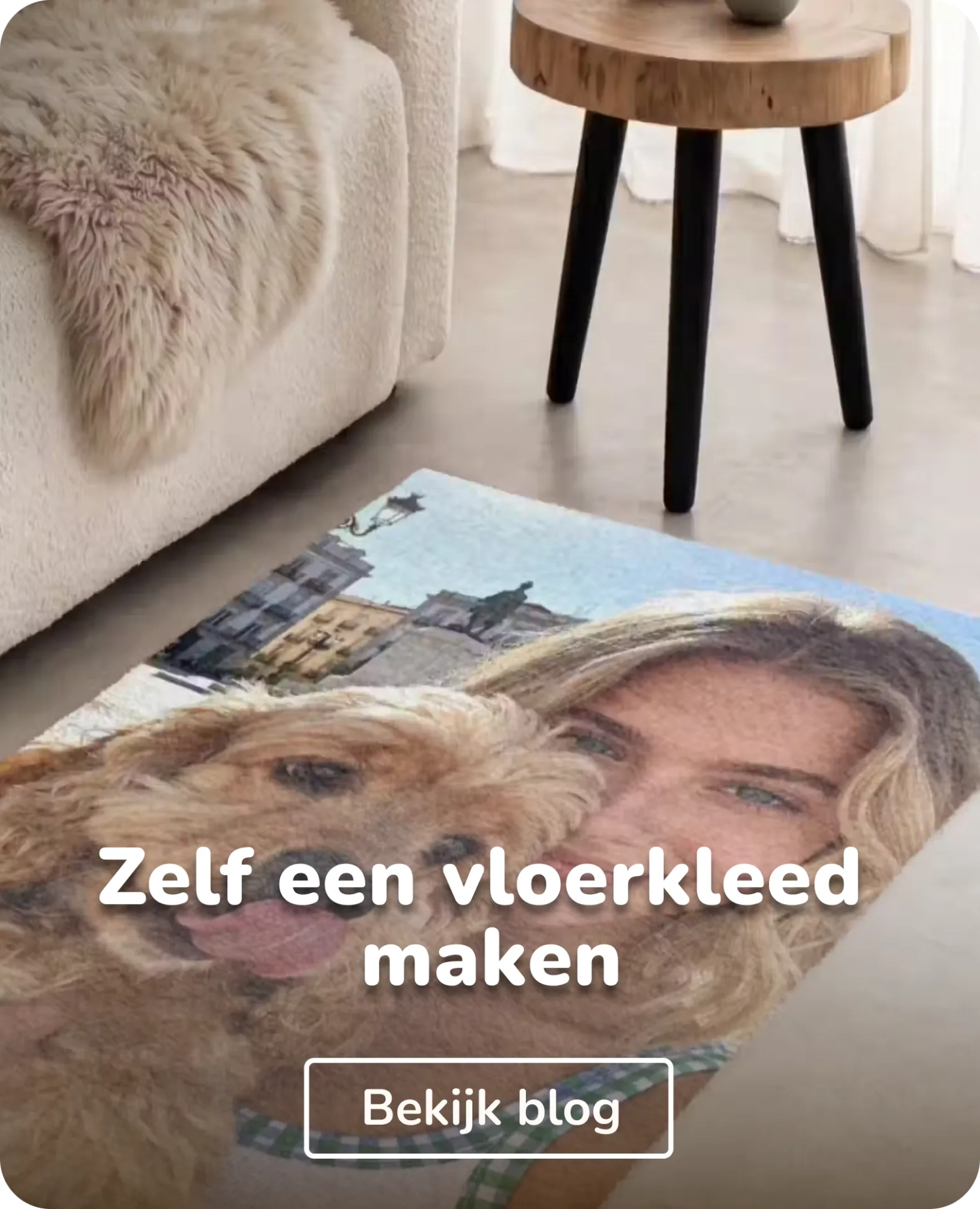 vloerkleed met meisje en hond