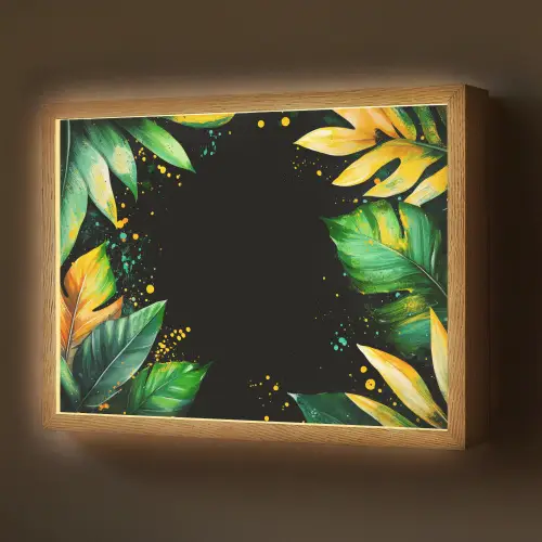 Bladeren - Groen - Geel - Verf - Jungle Light Box met batterij (Wandlamp) middel -z3d_website