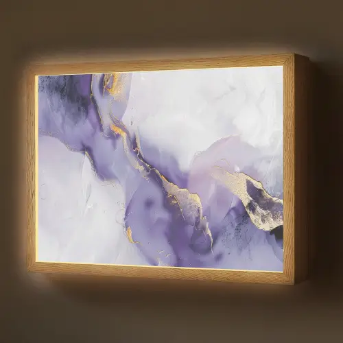 Paars - Modern - Marmer - Abstract Light Box met batterij (Wandlamp) middel -z3d_website