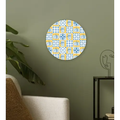Zee - Geel - Blauw - Wit Wandcirkel kunststof plaat 5mm dik klein 188 -sfeer3
