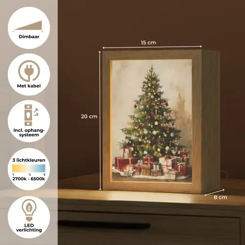 Kerstboom - Versierd - Kleurrijk Light Box met kabel (Tafellamp) klein -USP_NL