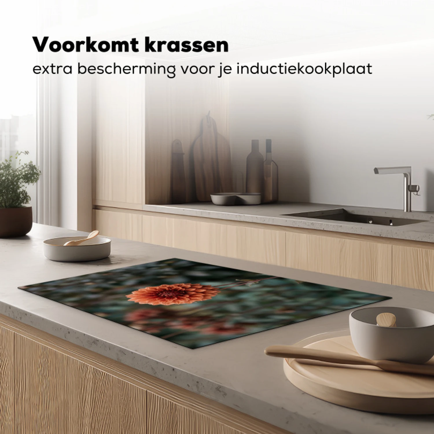 Dahlia - Bloem - Natuur - Sfeervol Inductie beschermer vinyl 3mm klein -sfeer1