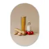 Spaghetti - Melk - Tomaten - Eieren - Brood Wandcirkel Ovaal Glas middel -3d
