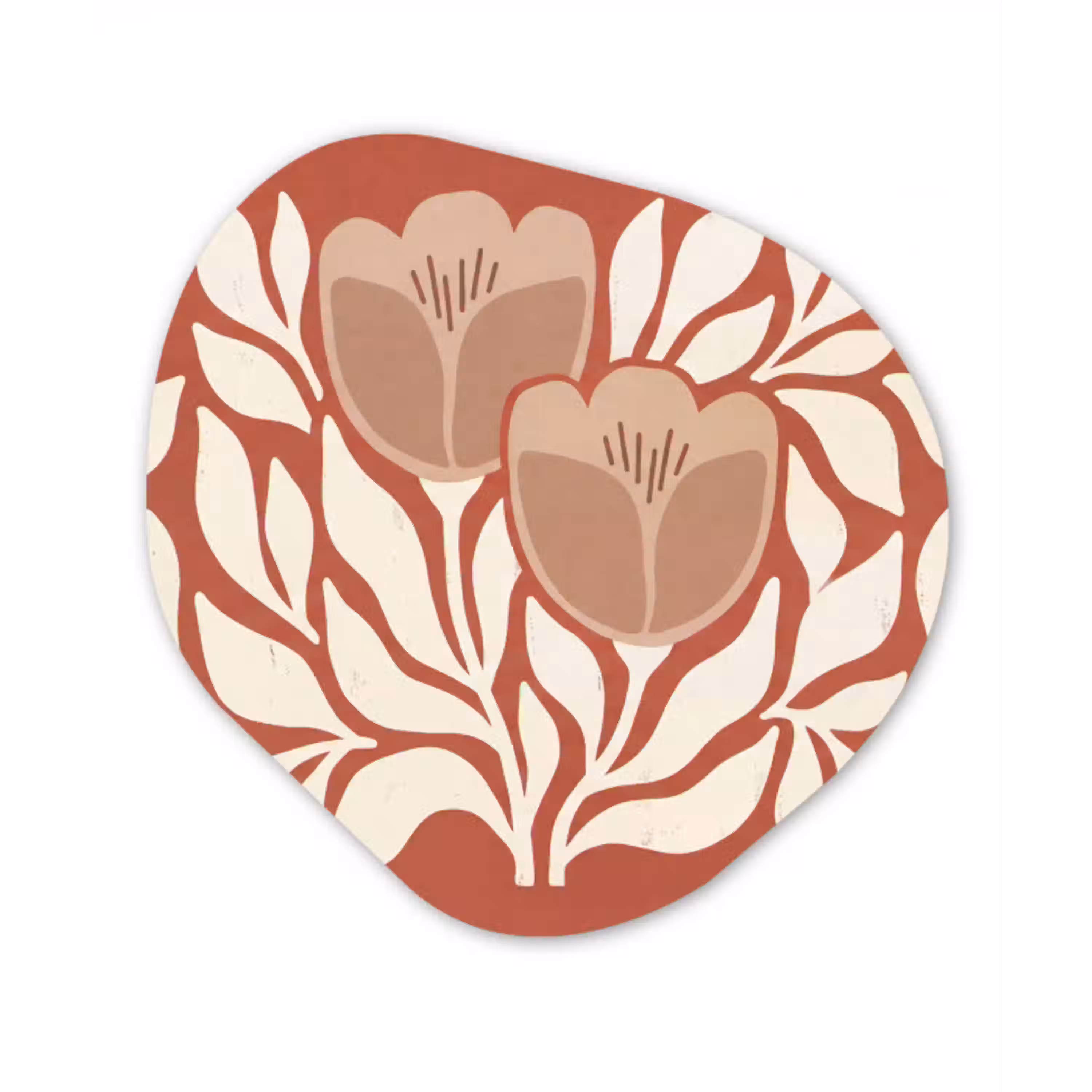 Bloemen - Abstract - Modern - Beige - Natuur Wandcirkel Organisch Forex 3mm klein -3d