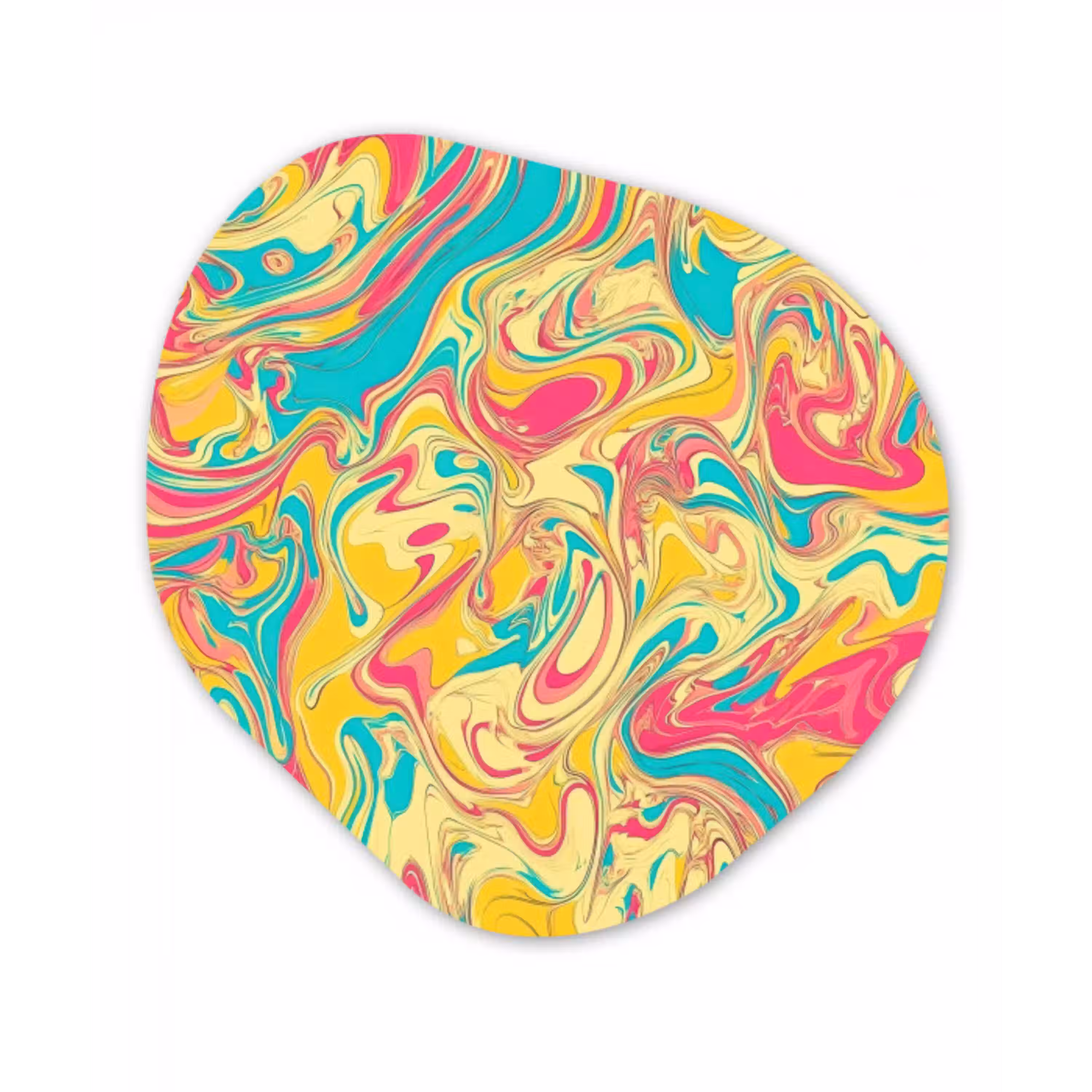 Geel - Roze - Blauw - Retro Wandcirkel Organisch Forex 3mm klein -3d