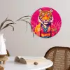 Tijger - Kimono - Planten - Roze Wandcirkel plexiglas klein -sfeer4