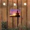 Zonsondergang - Horizon - Boeddha beeld - Buddha -  Silhouette tuinposter los doek klein -sfeer1