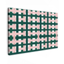 Vlechtpatroon - Groen - Roze - Grafisch canvas 2cm klein 34 -z3d