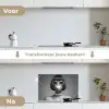 Vrouw - Zwart Wit - Ketting - Zonnebril keuken achterwand spatscherm klein -voor_na_NL