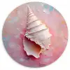 Schelp - Pastel - Pink Wandcirkel kunststof plaat 5mm dik klein -3d