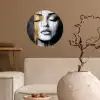 Gezicht - Vrouw - Penseelstreken - Abstract Wandcirkel behangsticker klein -sfeer1