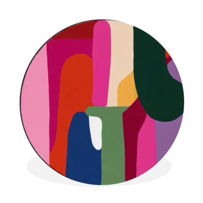 Kleurvakken - Recht - Rond - Abstract Wandcirkel aluminium klein -3d