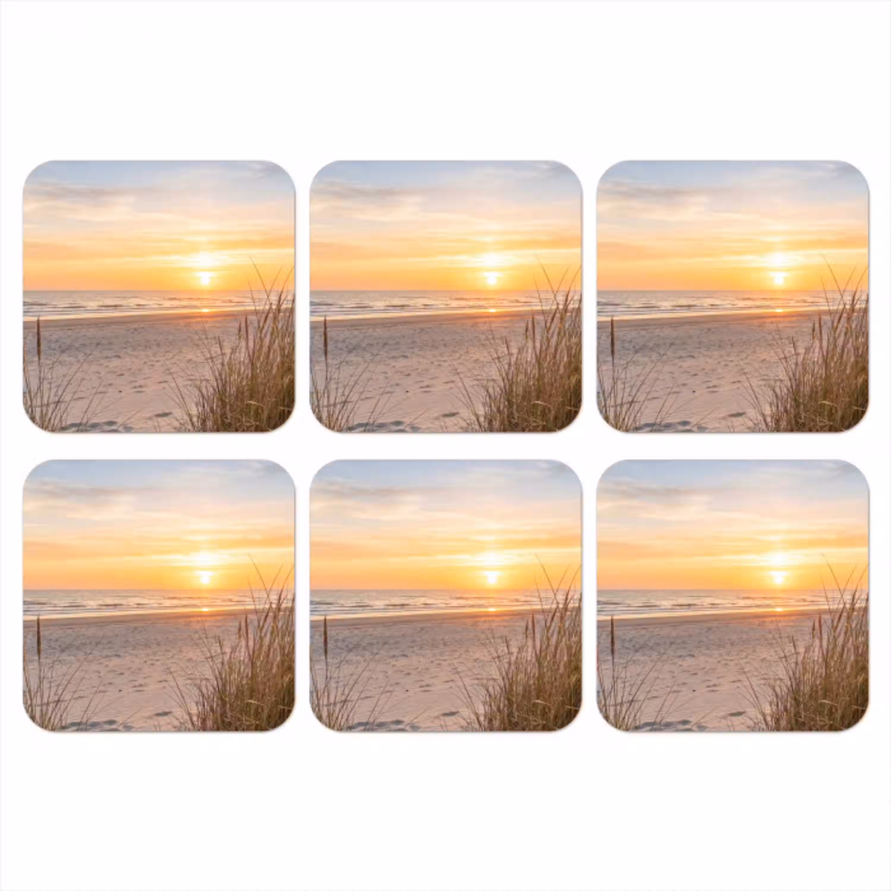 Zonsondergang - Duinen - Zee onderzetter kurk middel -3d
