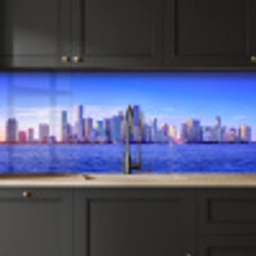 Skyline - Blauw - Wolkenkrabbers - Stad keuken achterwand 2 middel -sfeer1
