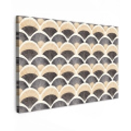 Waaier - Patroon - Zwart - Beige Tuinposter op houten frame 2 cm dik klein 845 -3d