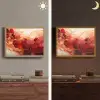 Marmer - Rood - Goud - Modern - Abstract Light Box met batterij (Wandlamp) middel -sfeer3