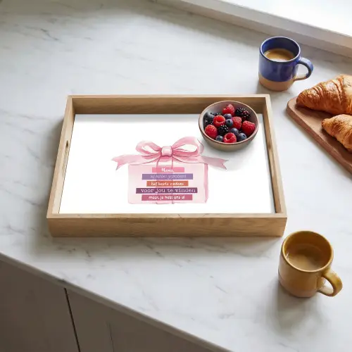 Cadeau - Strik - Tekst - Roze Dienblad Rechthoek middel -sfeer2