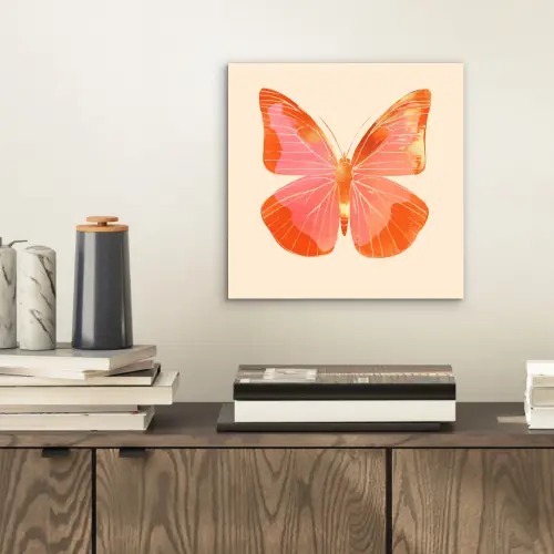 Vlinder - Minimalistisch - Roze aluminium wit klein -sfeer1