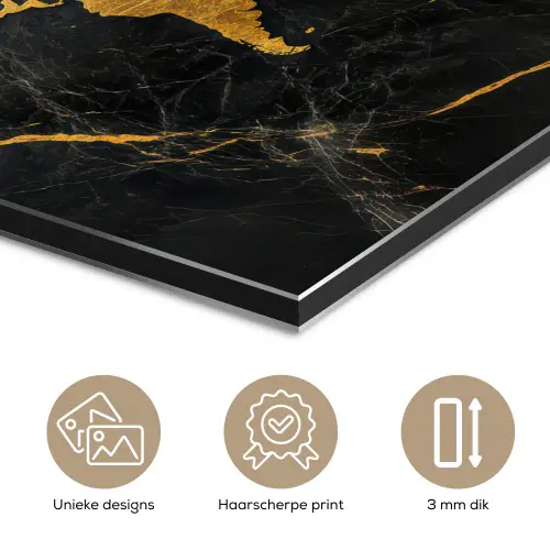 Wereldkaart - Goud - Marmer aluminium wit klein -closeup_NL