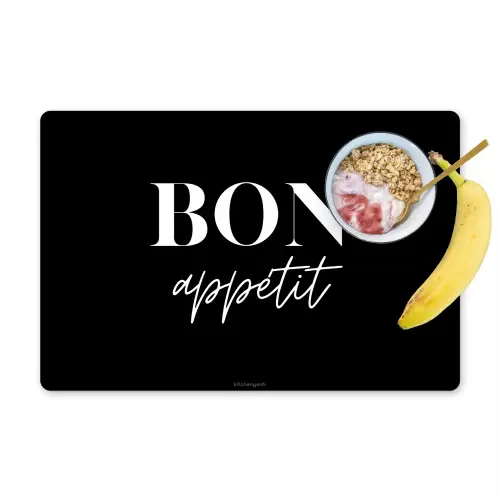 Zwart - Quote - Bon appétit Placemat vinyl groot -zzzproduct_Kitchenyeah-website